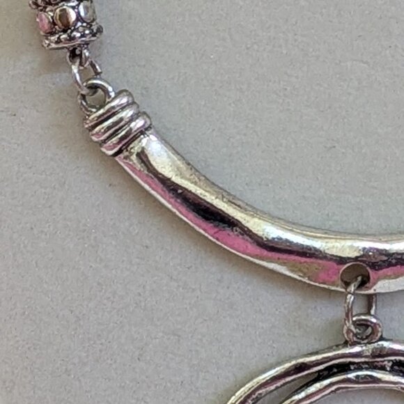 German Silver Necklace, Red Stone Pendant, Boho Tribal Jewelry, Ethnic Statement - Picture 4 of 8